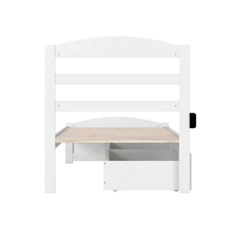 Lit plateforme avec tête et pied de lit et 2 tiroirs de rangement sous le lit