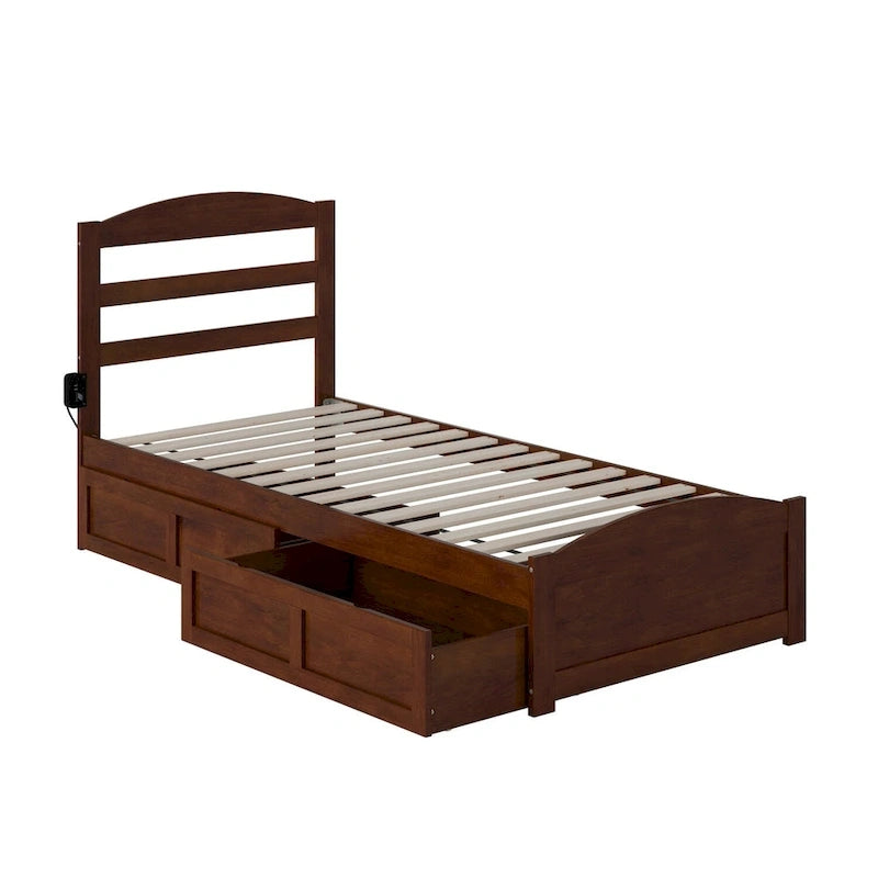 Lit plateforme avec tête et pied de lit et 2 tiroirs de rangement sous le lit
