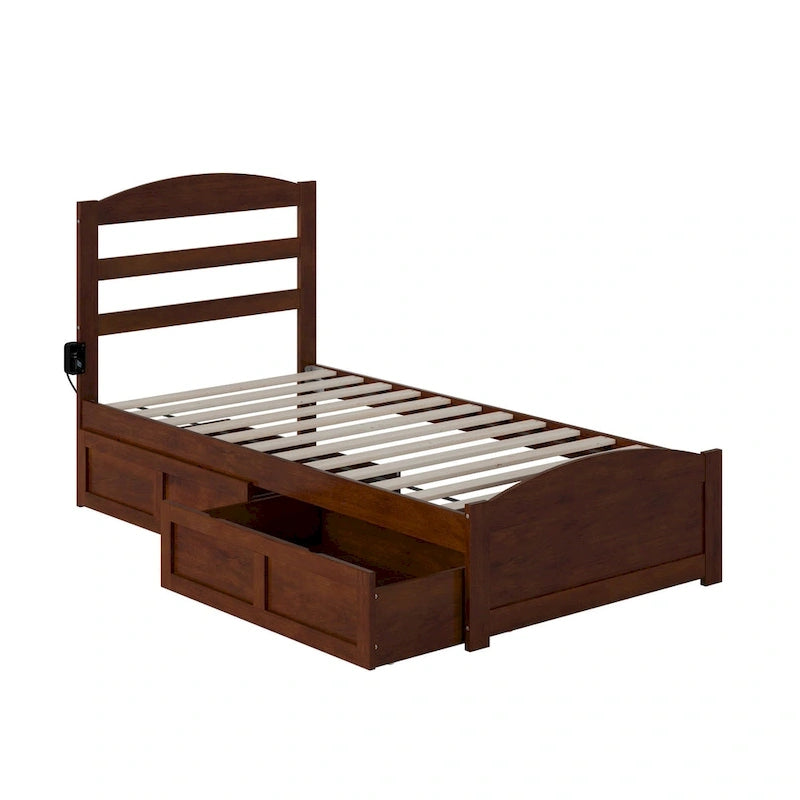 Lit plateforme avec tête et pied de lit et 2 tiroirs de rangement sous le lit