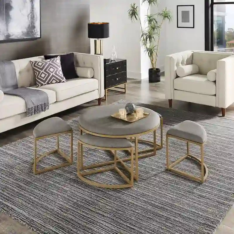 Table basse 5-en-1 avec tabourets gigognes