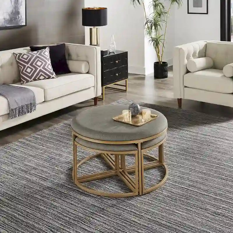 Table basse 5-en-1 avec tabourets gigognes