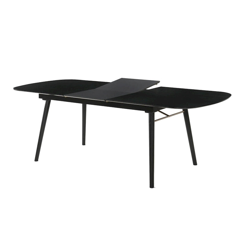 Table de salle à manger ovale extensible, plateau imitation bois, gris anthracite