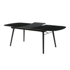 Table de salle à manger ovale extensible, plateau imitation bois, gris anthracite