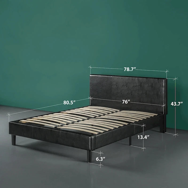Lit plateforme King-Size rembourré en similicuir