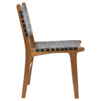 Chaise de salle à manger latérale en cuir tressé et teck