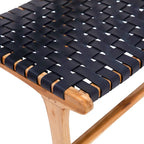 Chaise de salle à manger latérale en cuir tressé et teck