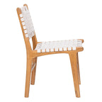 Chaise de salle à manger latérale en cuir tressé et teck