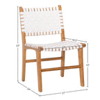 Chaise de salle à manger latérale en cuir tressé et teck