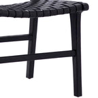 Chaise de salle à manger latérale en cuir tressé et teck
