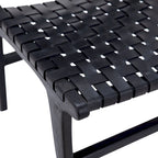 Chaise de salle à manger latérale en cuir tressé et teck