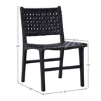 Chaise de salle à manger latérale en cuir tressé et teck