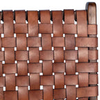 Chaise de salle à manger latérale en cuir tressé et teck