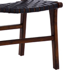 Chaise de salle à manger latérale en cuir tressé et teck