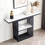 Console en pierre frittée et métal, noire