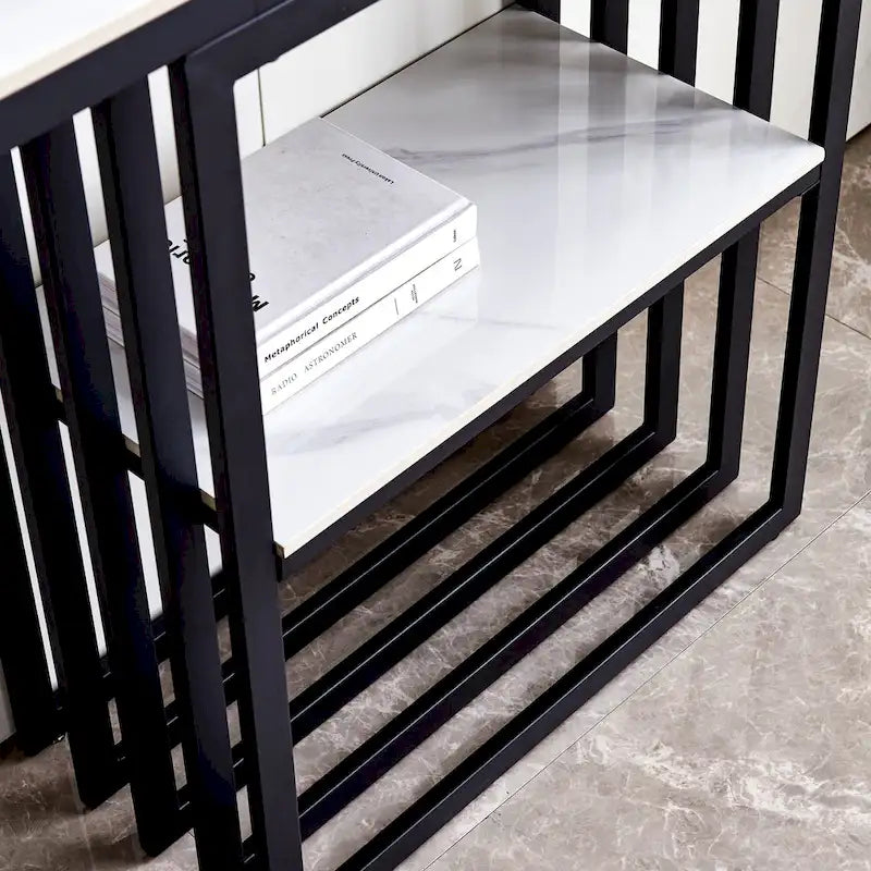 Console en pierre frittée et métal, noire