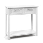 Console étroite avec tiroirs et étagère de rangement ouverte