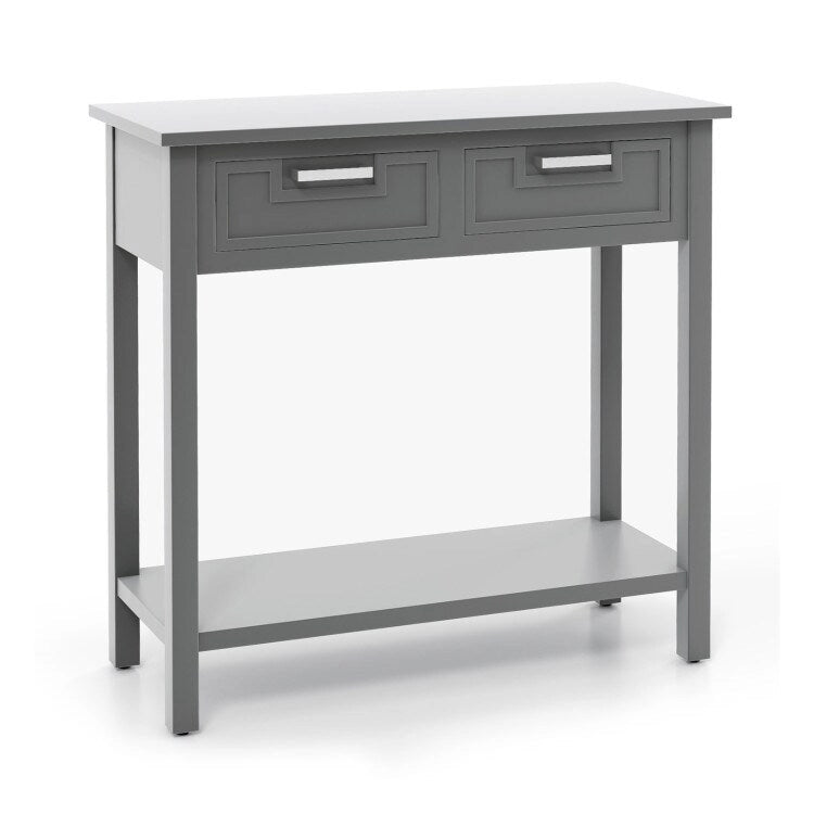 Console étroite avec tiroirs et étagère de rangement ouverte