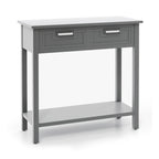Console étroite avec tiroirs et étagère de rangement ouverte