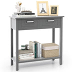 Console étroite avec tiroirs et étagère de rangement ouverte