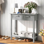 Console étroite avec tiroirs et étagère de rangement ouverte