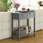 Console étroite avec tiroirs et étagère de rangement ouverte