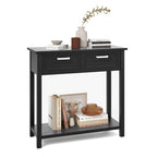 Console étroite avec tiroirs et étagère de rangement ouverte