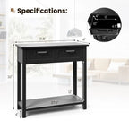 Console étroite avec tiroirs et étagère de rangement ouverte