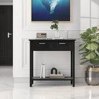 Console étroite avec tiroirs et étagère de rangement ouverte