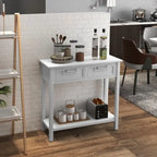 Console étroite avec tiroirs et étagère de rangement ouverte