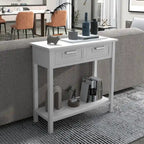Console étroite avec tiroirs et étagère de rangement ouverte