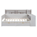 Lit de repos multifonctionnel avec étagères de rangement, 2 tiroirs et bureau d'étude