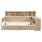 Lit de repos multifonctionnel avec étagères de rangement, 2 tiroirs et bureau d'étude