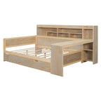 Lit de repos multifonctionnel avec étagères de rangement, 2 tiroirs et bureau d'étude