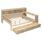 Lit de repos multifonctionnel avec étagères de rangement, 2 tiroirs et bureau d'étude