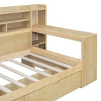 Lit de repos multifonctionnel avec étagères de rangement, 2 tiroirs et bureau d'étude
