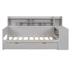 Lit de repos multifonctionnel avec étagères de rangement, 2 tiroirs et bureau d'étude