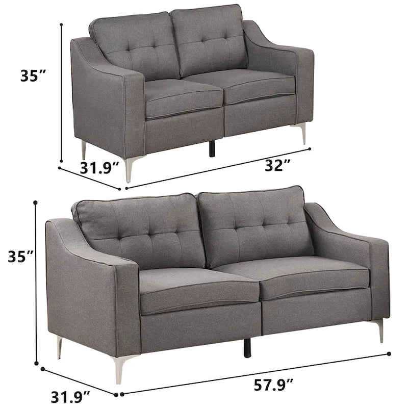 Ensemble causeuse et canapé en tissu