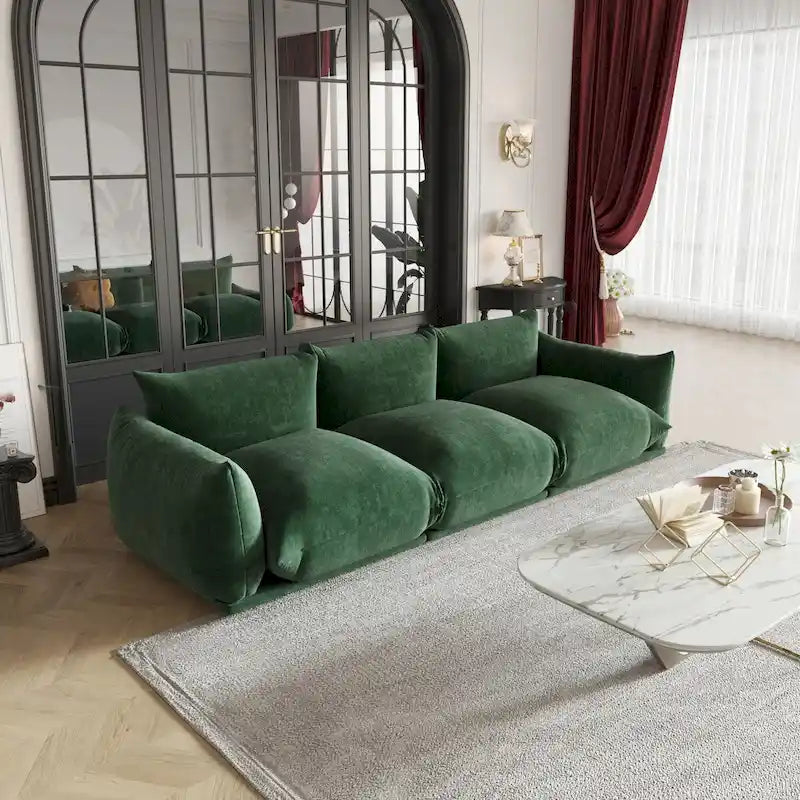 Fauteuil rond avec revêtement en chenille et coussin en éponge
