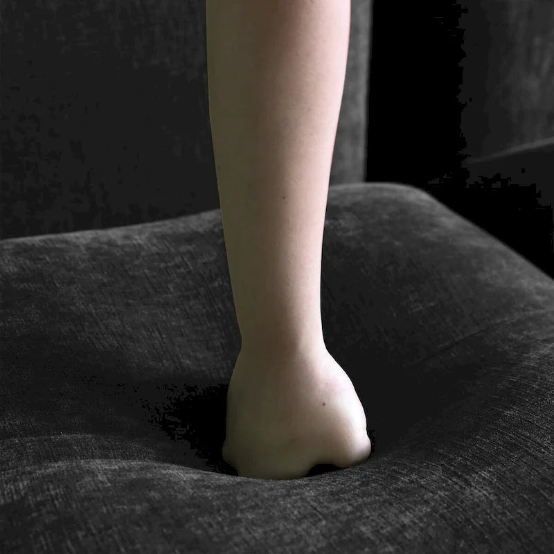 Fauteuil rond avec revêtement en chenille et coussin en éponge