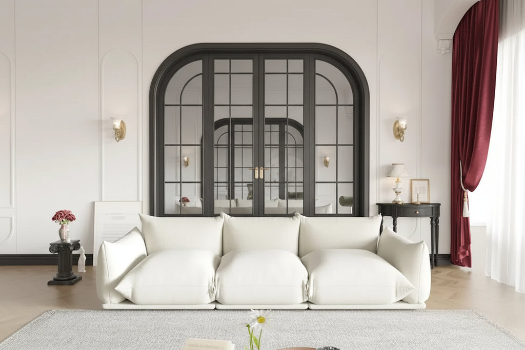 Fauteuil rond avec revêtement en chenille et coussin en éponge