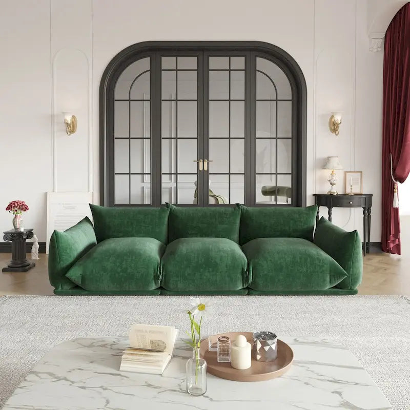 Fauteuil rond avec revêtement en chenille et coussin en éponge