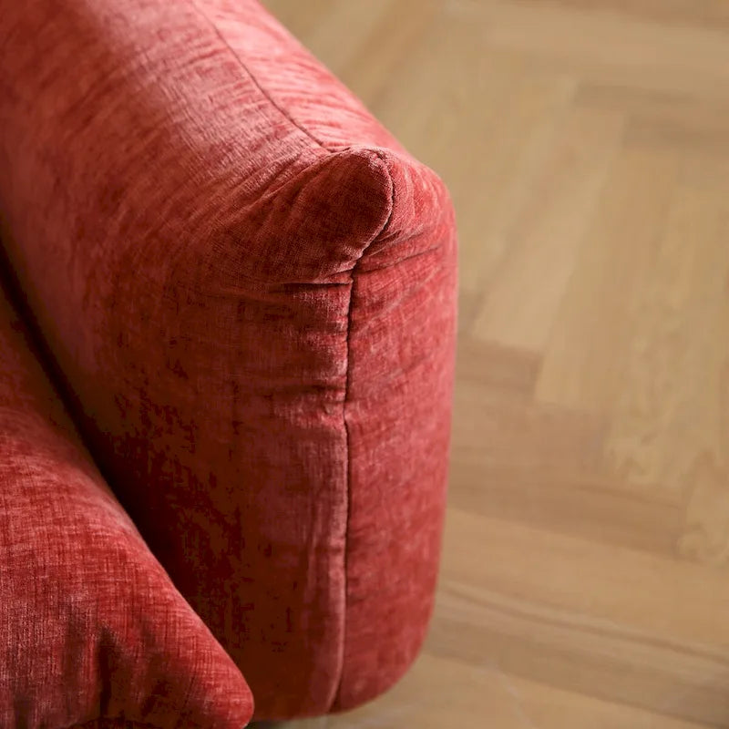 Fauteuil rond avec revêtement en chenille et coussin en éponge