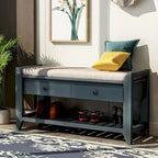 Banc de rangement d'entrée avec tiroirs et coussin
