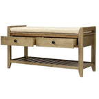 Banc de rangement d'entrée avec tiroirs et coussin