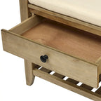 Banc de rangement d'entrée avec tiroirs et coussin