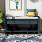 Banc de rangement d'entrée avec tiroirs et coussin