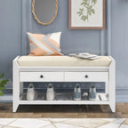 Banc de rangement d'entrée avec tiroirs et coussin
