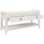 Banc de rangement d'entrée avec tiroirs et coussin