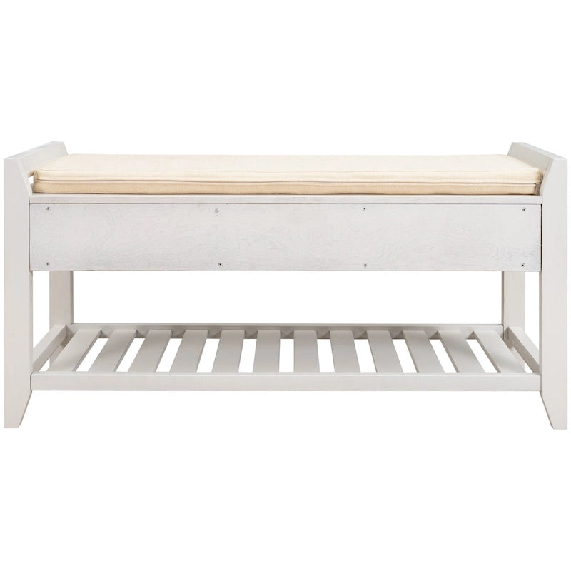 Banc de rangement d'entrée avec tiroirs et coussin
