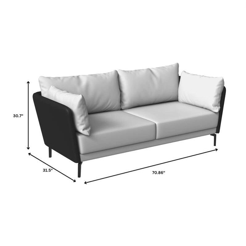 Canapé 3 places en similicuir avec pieds en métal et coussins amovibles